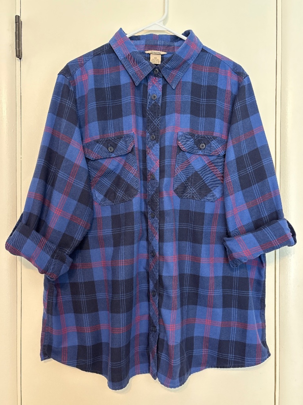 Duluth Trading Co 89801 Women's Blue Plaid Crosscut Wicking Flannel Shirt Top 2X - Picture 2 of 11